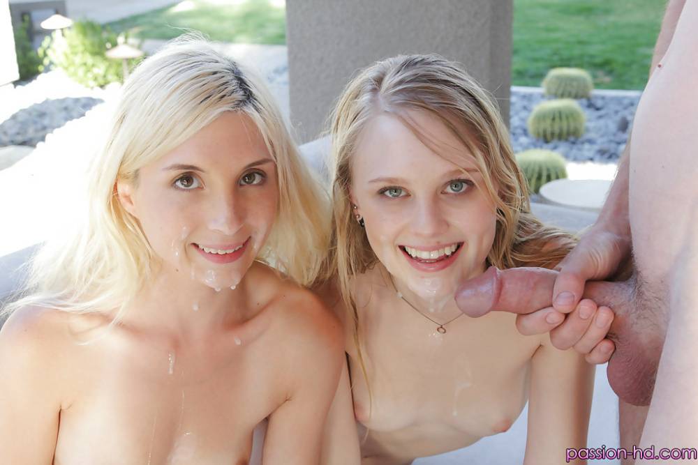 Petite teens Lily Rader and Piper Perri take facial cumshot during 3some - #8