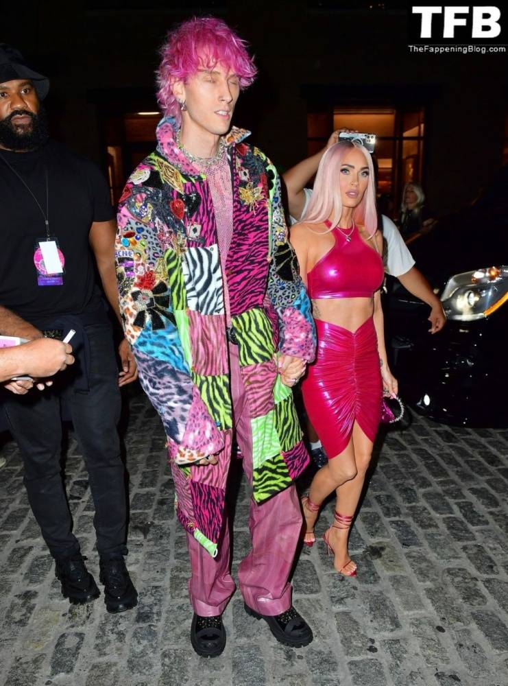 Megan Fox & MGK Step Out For Another Night in Pink as They Arrive to Catch NYC - #16