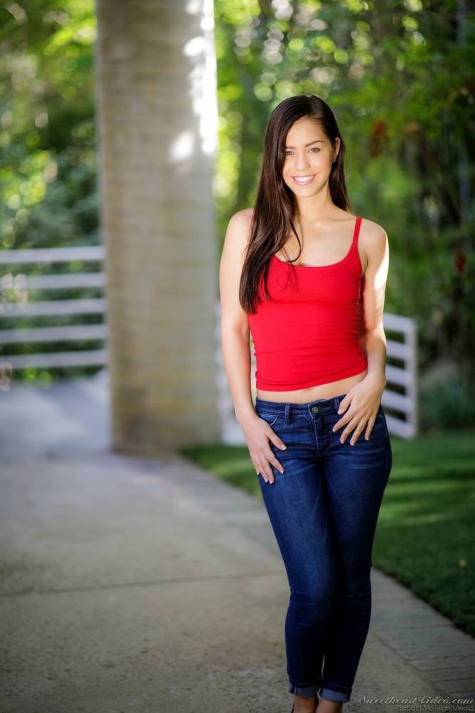 Sweet Latina teen Alina Lopez strips naked in the drive of a country home - #3
