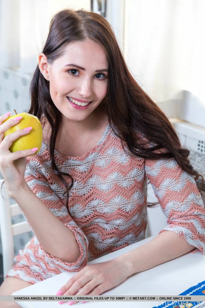 British teen Vanessa Angel sets her beautiful body free while in her kitchen - #13