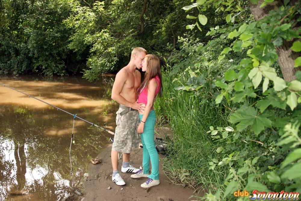 Teen girl is sweet talked into having sex with her bf at a fishing hole - #9