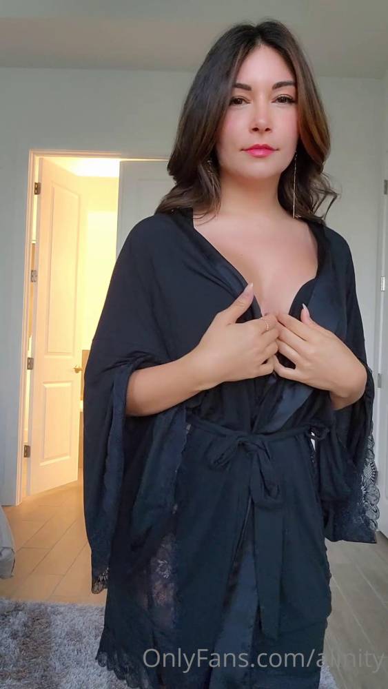 Alinity Black Lingerie Lace Robe Strip Onlyfans Video Leaked - #1