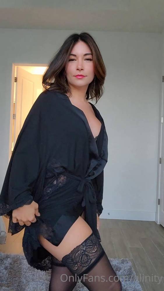 Alinity Black Lingerie Lace Robe Strip Onlyfans Video Leaked - #5