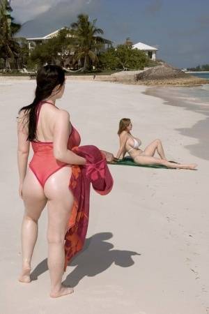 Plump female Christy Mark and her big boobed friend have lesbian sex on beach - #main
