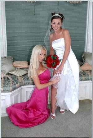 Busty blonde Nikki Benz helping Penny Flame to try on wedding dress - #main