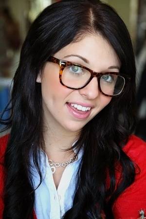 Glasses on round face of cute girl Madelyn Monroe stress her tiny tits - #main