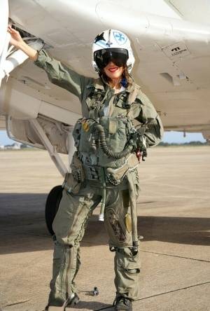 Sizzling mature babe Roni strips from military air force uniform - #main