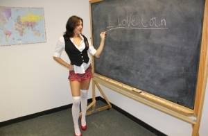 Naughty schoolgirl Cherry Poppins seduces a fellow student in slut wear - #main