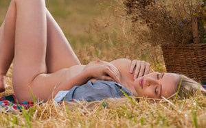 Blonde teen Penelope G displays her great body in a freshly cut farmer's field - #main