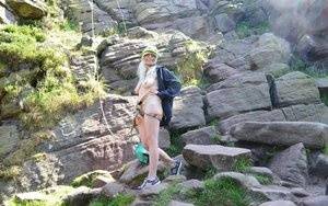 Blonde amateur Barby Slut sucks on a cock after a day of rock climbing - #main