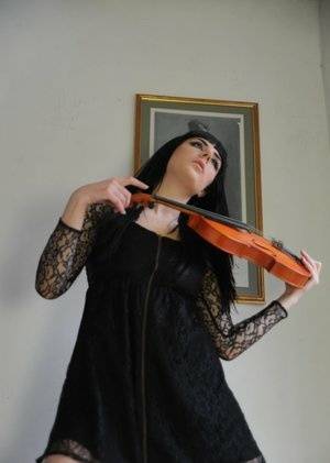 Dark haired violin player Sam Bentley strikes great poses while getting naked - #main