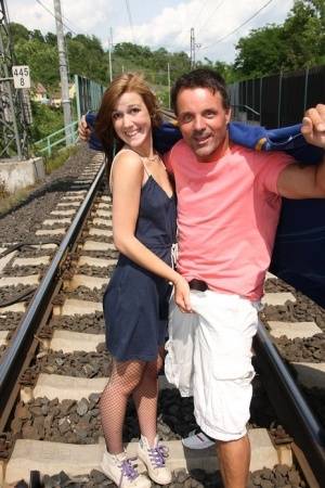 Horny teen and her boyfriend have sex beside train tracks on clubgf.com