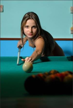 Smoking hot amateur babe loves playing pool butt naked late night on clubgf.com