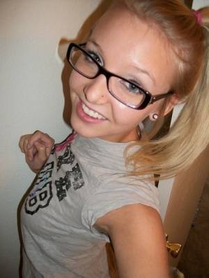 Petite first timer takes mirror selfies with her glasses on on clubgf.com