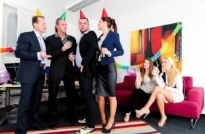 Birthday celebrations get out of hand when group sex fucking breaks out on clubgf.com