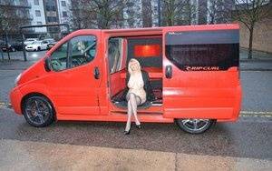 Mature blonde Barby Slut exposes herself inside a camper while in the city on clubgf.com