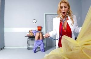 Blonde nurse and doctor duo licking cock and ass before sharing cumshot on clubgf.com