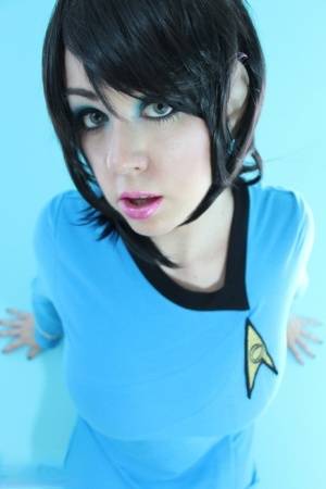 Cosplay chick Kayla Kiss gives a busty Star Trek performance with pasties on clubgf.com
