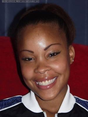 Black amateur Candice flashes a nice smile before baring her great body on clubgf.com
