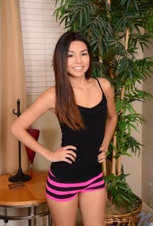 Sweet Latina teen Serena Torres pleases her bald snatch with a vibrator on clubgf.com