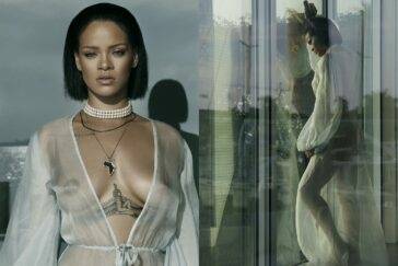 Rihanna Bikini Sheer Robe Nip Slip Photos Leaked on clubgf.com