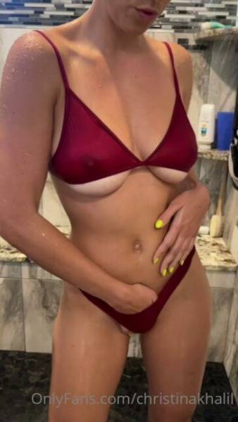 Christina Khalil Shower Bikini Strip Onlyfans Video Leaked on clubgf.com